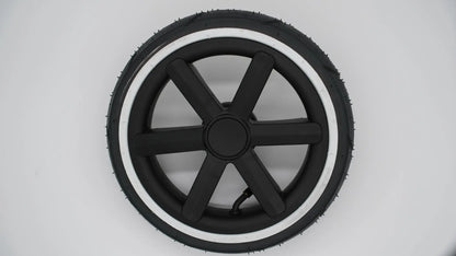 Obenansicht des ABC-Design Hinterrad Salsa 4 Air 12 Zoll in Schwarz, betont die ansprechende Form und das praktische Design